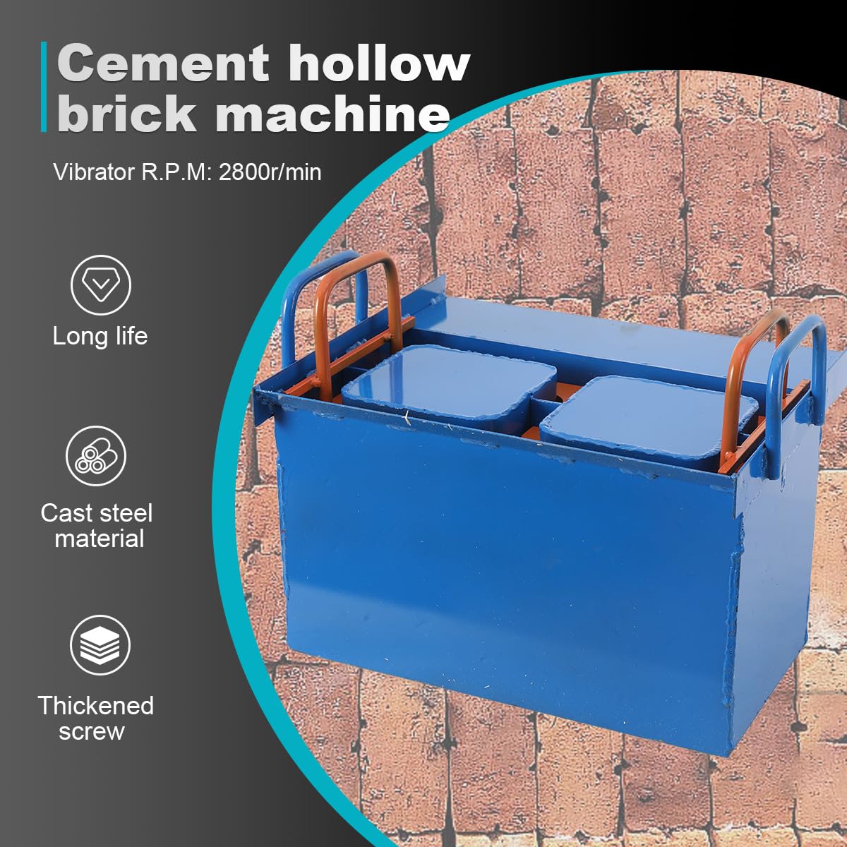 Concrete Block Making Machine for Construction, 110V 550W Hollow Block Making Machine, 2 Holes Brick Size 15.74 *