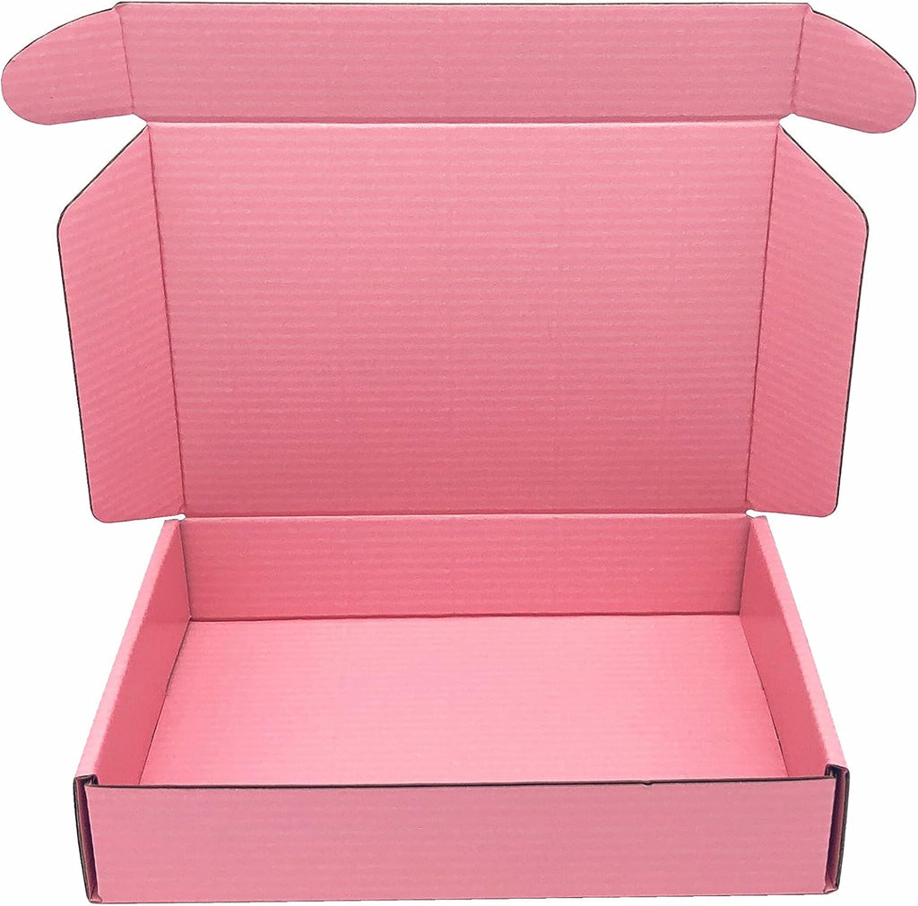 Small Shipping Boxes 8x5.5x1.6 Inch, Pink Cardboard Box Mailers 25 Pack