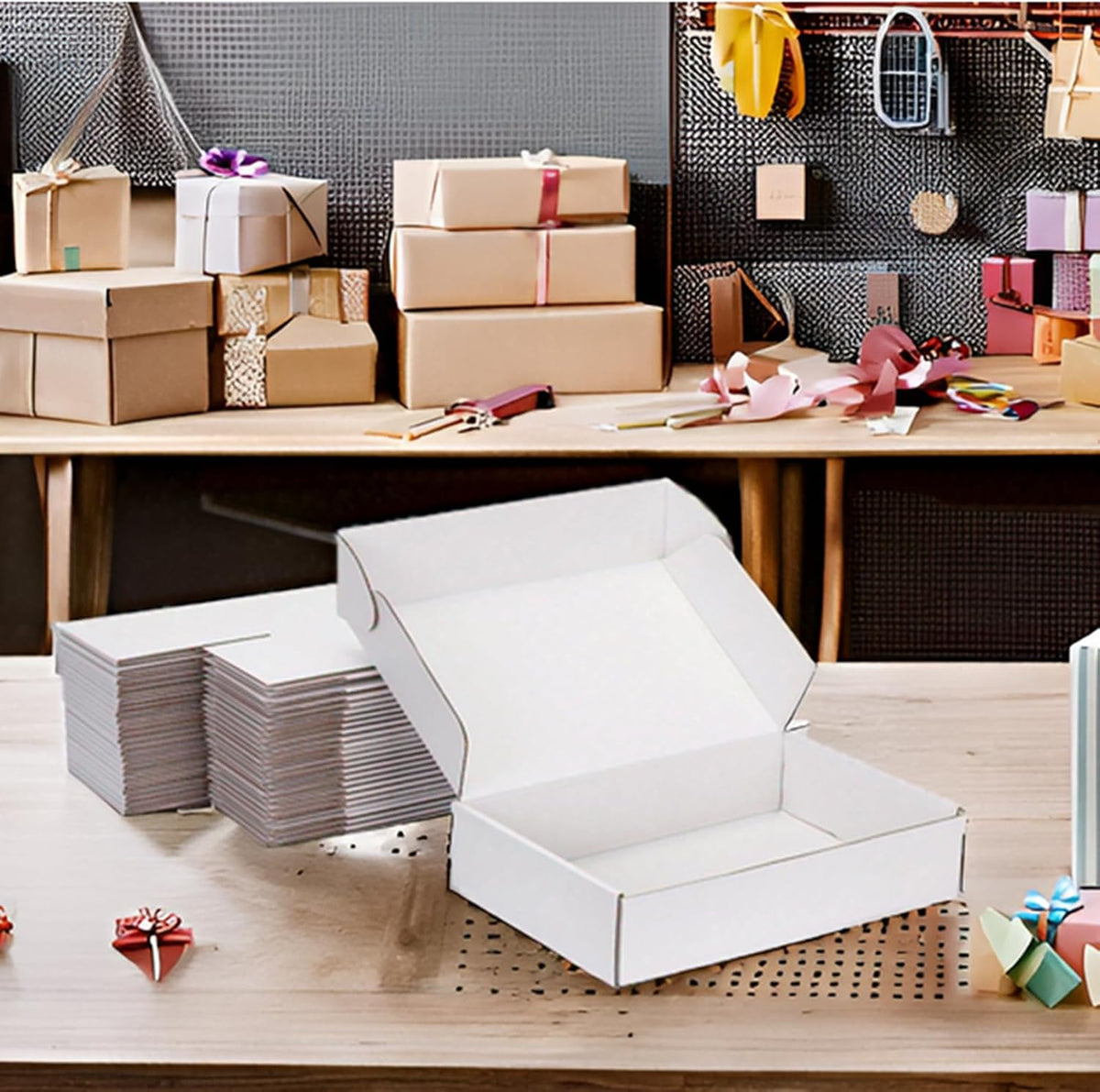12x8x2 White Shipping Boxes for Small Business, Packing, 25 Pack