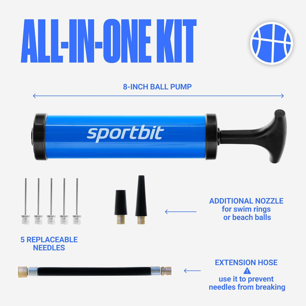 Ball Pump for Sports Balls - Push & Pull Inflating System - Hand Pump for All Exercise Balls - Volleyball Pump