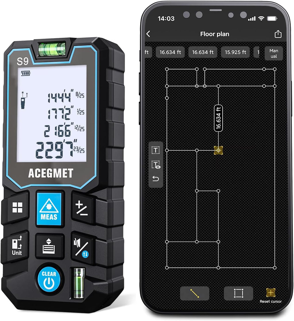 Laser Measure with Phone App, 229ft/70m Laser Measurement Tool with 2 Bubble Levels, LCD Backlit Display, IP54