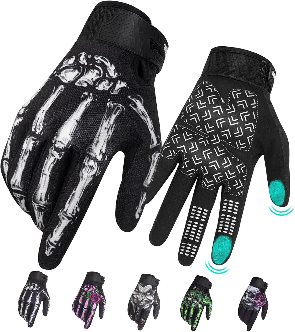 Motorcycle Gloves for Men Women Touchscreen, Lightweight Dirt Bike Glove Non-Slip, Skeleton Motorcycle Riding Glove