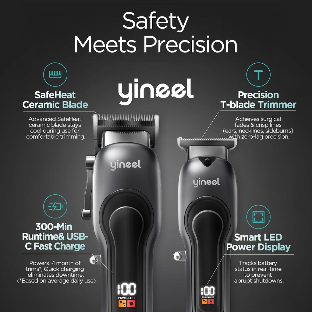 Hair Clippers for Men, Professional Cordless Clippers & Trimmer Set, Super Quiet, Clippers for Hair Cutting Kit with