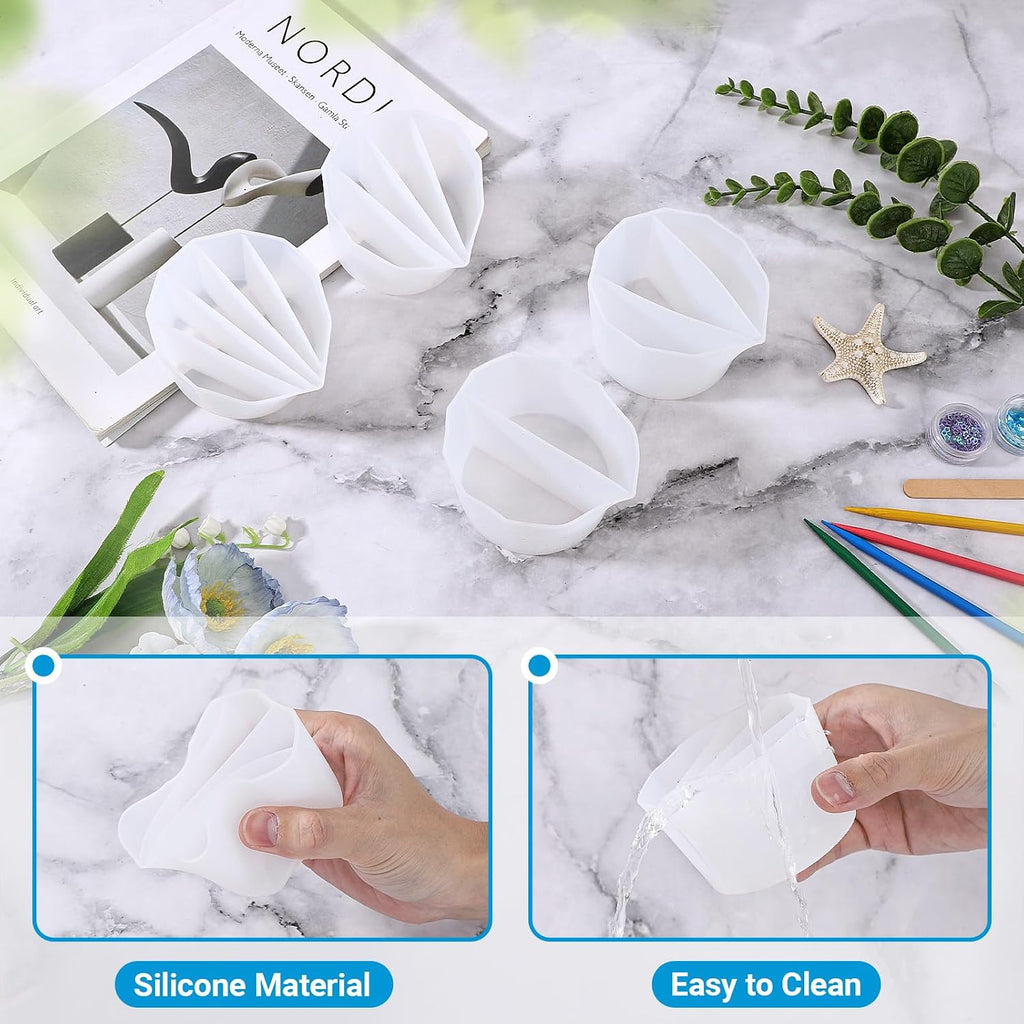 4PCS Silicone Split Cups for Paint Pouring, 7oz/200ml Multi-Channel Resin Mixing Cups for Epoxy Resin, Acrylic