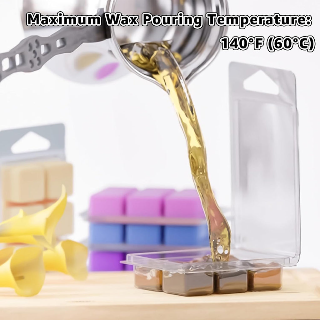 Wax Melt Containers 150PCS, 6 Cavity Square Wax Melt Clamshell | Plastic, Clear, Empty Wax Melt Molds, 6 Cavity, Bulk