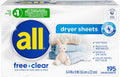 free clear Fabric Softener Dryer Sheets for Sensitive Skin, 195 Count