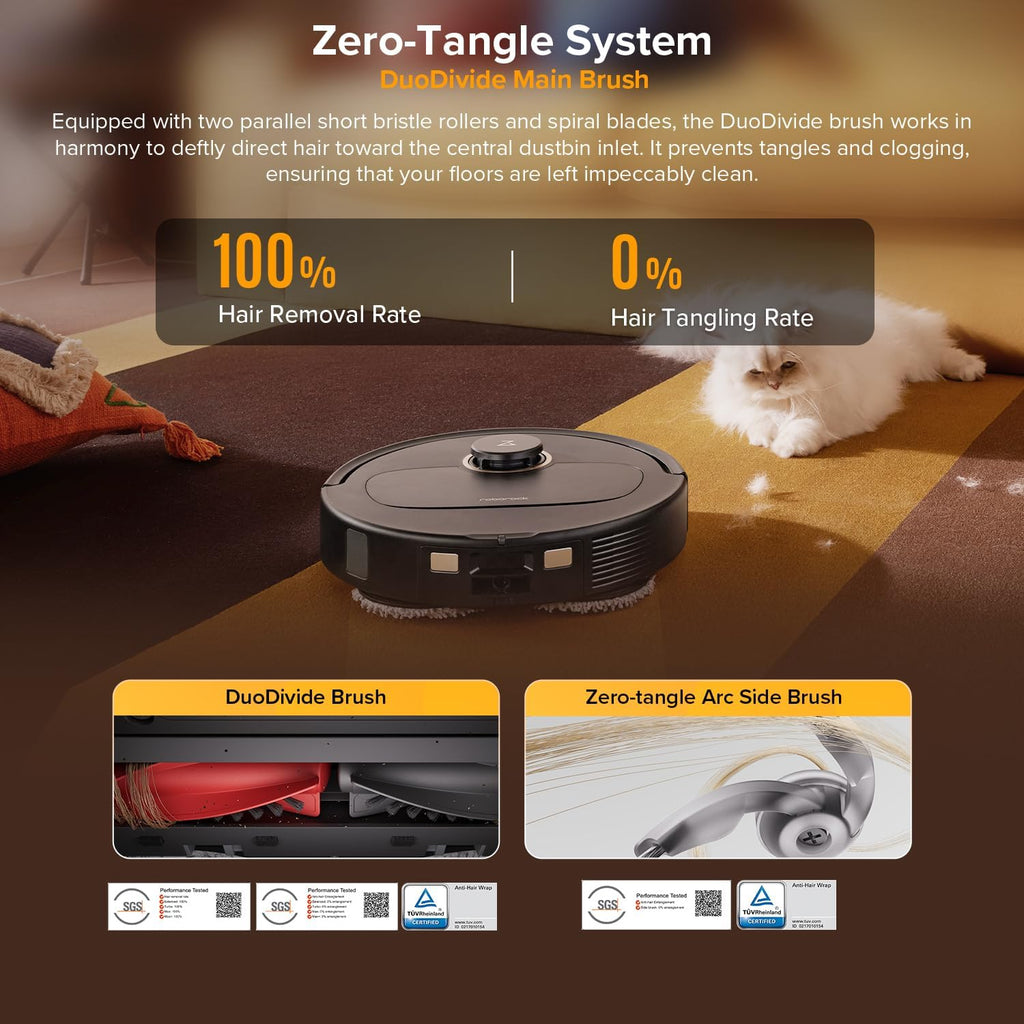 Qrevo S5V Robot Vacuum and Mop, FlexiArm Edge Mopping | 12,000Pa, Dual Zero-Tangle System, Smart Obstacle Avoidance
