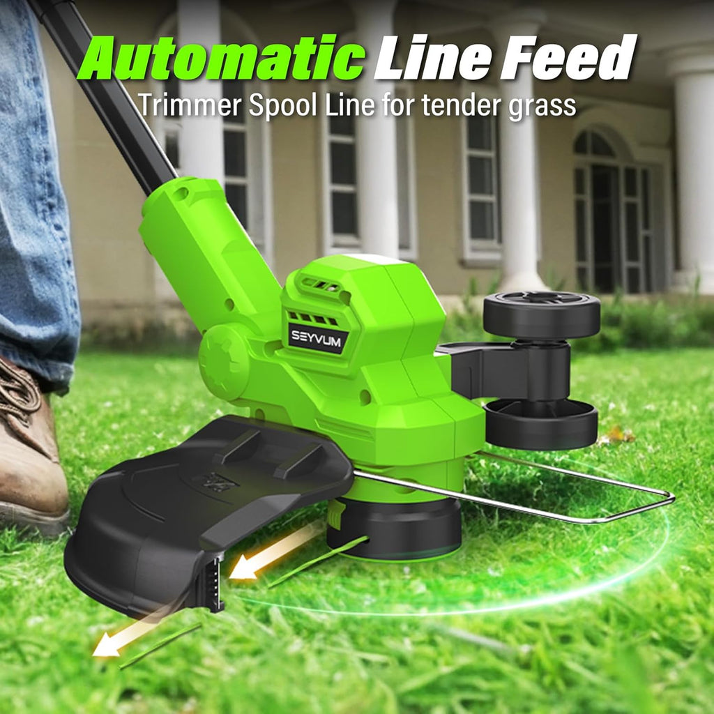 String Trimmer, 20V 12-inch Cordless Weed Trimmer with Auto Line Feed, 2 X 2.0Ah Battery Powered Lawn Edger with 5