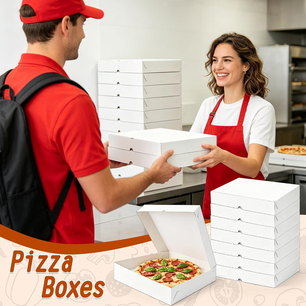 15 PCS White Pizza Boxes 12x12x1.9 Inch Bakery Packaging Box