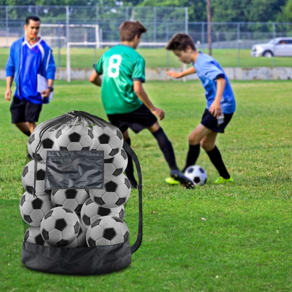 Extra Large Sports Ball Bag Mesh, 5PCS Soccer Ball Bag Heavy Duty Drawstring Bags, Team Work for Holding Basketball