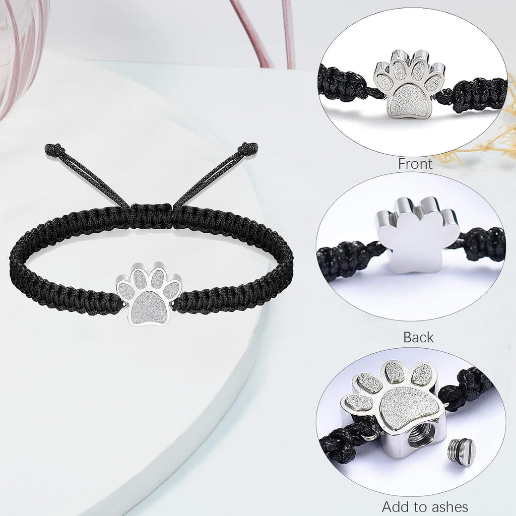 3 Pcs Pet Cremation Jewelry Urn Necklaces Bracelet Keychain for Ashes for Women Men Cat Dog Paw Print Ashes Keepsake
