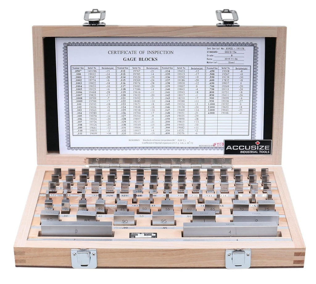 Accusize Industrial Tools Precision 81-Piece Steel Gauge Block Set, Grade B Accuracy, Corrosion-Resistant, P900-S581