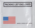 PSBM Bulk 1000 Pack 4 1/2" x 5 1/2" Back Loading Packing List Envelopes, Self-Adhesive USA Panel for E-Commerce Orders