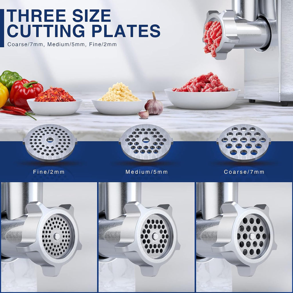 Meat Grinder, 2800W Max Meat Grinder Electric, ETL Approved Heavy Duty Meat Mincer Machine with 2 Blades, 3 Plates