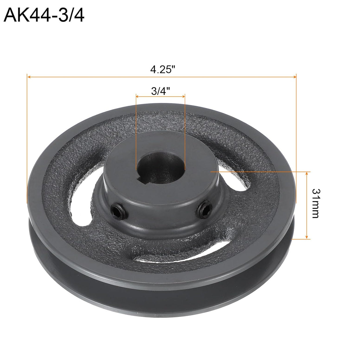 uxcell AK44-3/4 V-Belt Sheave 3/4" Bore, 4.25" OD, Single Groove Web Sheave