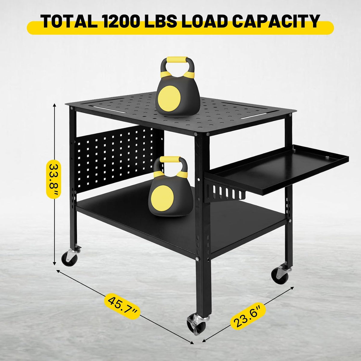 Heavy Duty 36" X 24" Mobile Welding Table with Carbon Steel Frame | Welding Workbench With Locking Casters, 1200lbs