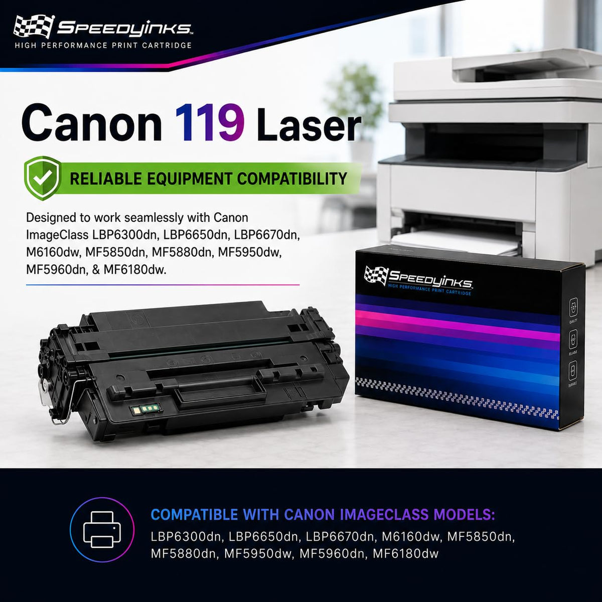 Compatible Toner Replacement for Canon 119 (Black, 3-Pack)