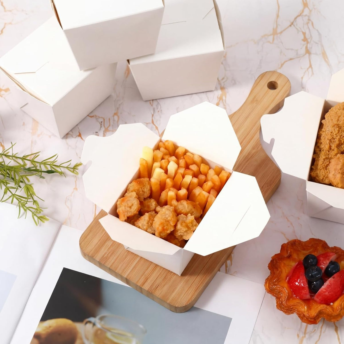 100 Pack 16 oz Chinese Take out Boxes Food Box, White