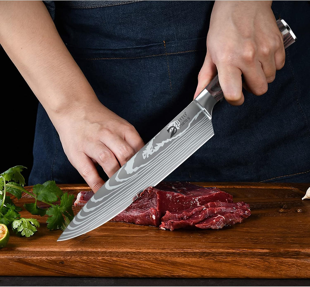 Chef Knife Sets with Roll Bag, 9 Pieces Professional Knife Set