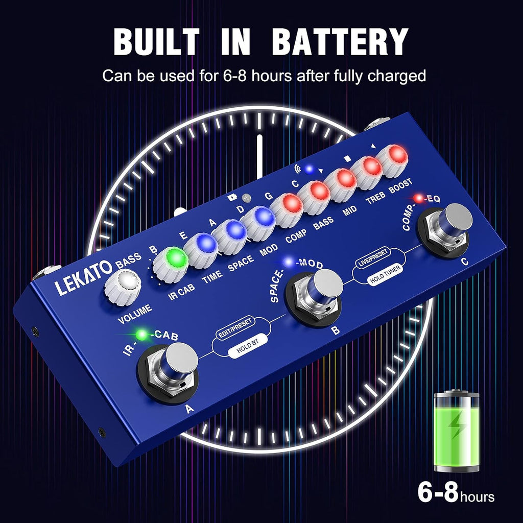 Bass Multi Effects Pedal, Guiter Peda with IR Loading 9 AMP Models, Delay Reverb Chorus, Multi Effects Processor for