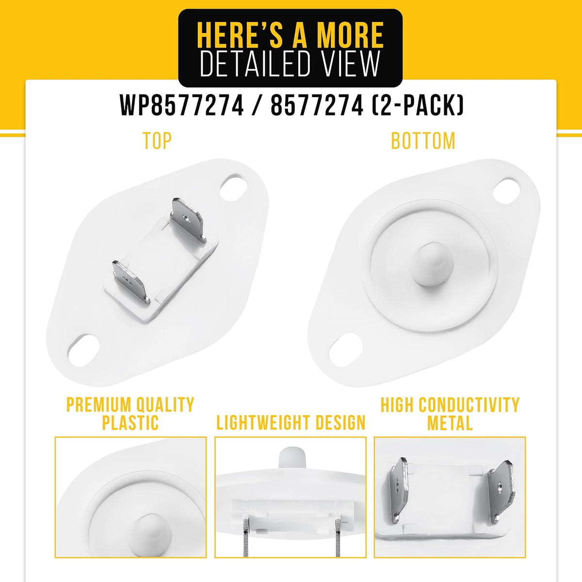 Dryer Thermistor for Whirlpool GGW9250PW3 (2-Pack)