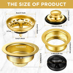 Norme 5 Pcs 3-1/2" Kitchen Sink Drain for Garbage Disposal,Gold