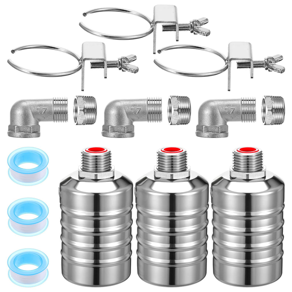 3 Pack Float Valve 1/2" to 3/4'' Auto Shut off Water Level Control Valve
