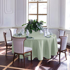 Textured Round Tablecloth-Fabric Water Resistant Table Cloth-Sage Green 90"