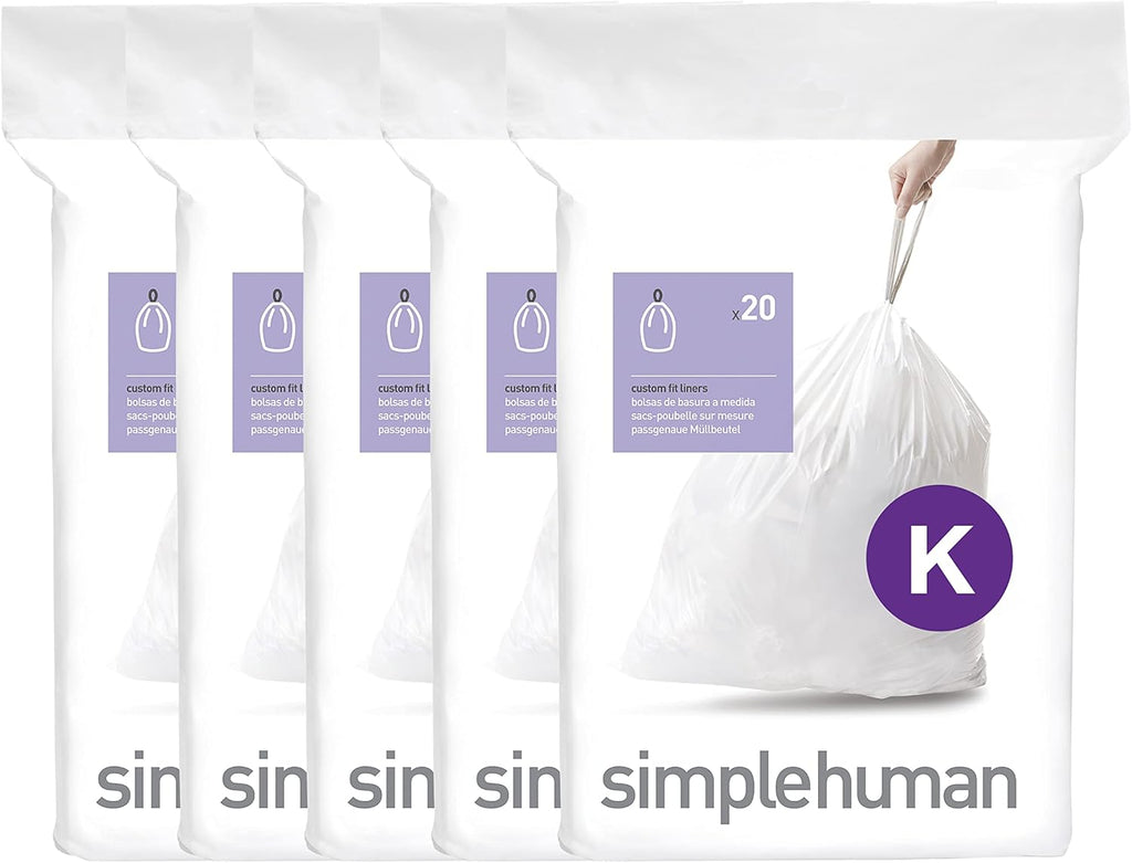 Code K 100 Count Custom Fit Liners, Drawstring Kitchen Trash Bags, One-by-One Mess-Free Dispense, Extra Thick &