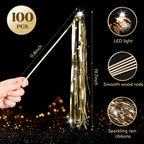 Drixbor 100 PCS Light Up Wedding Wands - LED Tinsel Streamers for Wedding Send Off & Grand Entrance, Party Favors