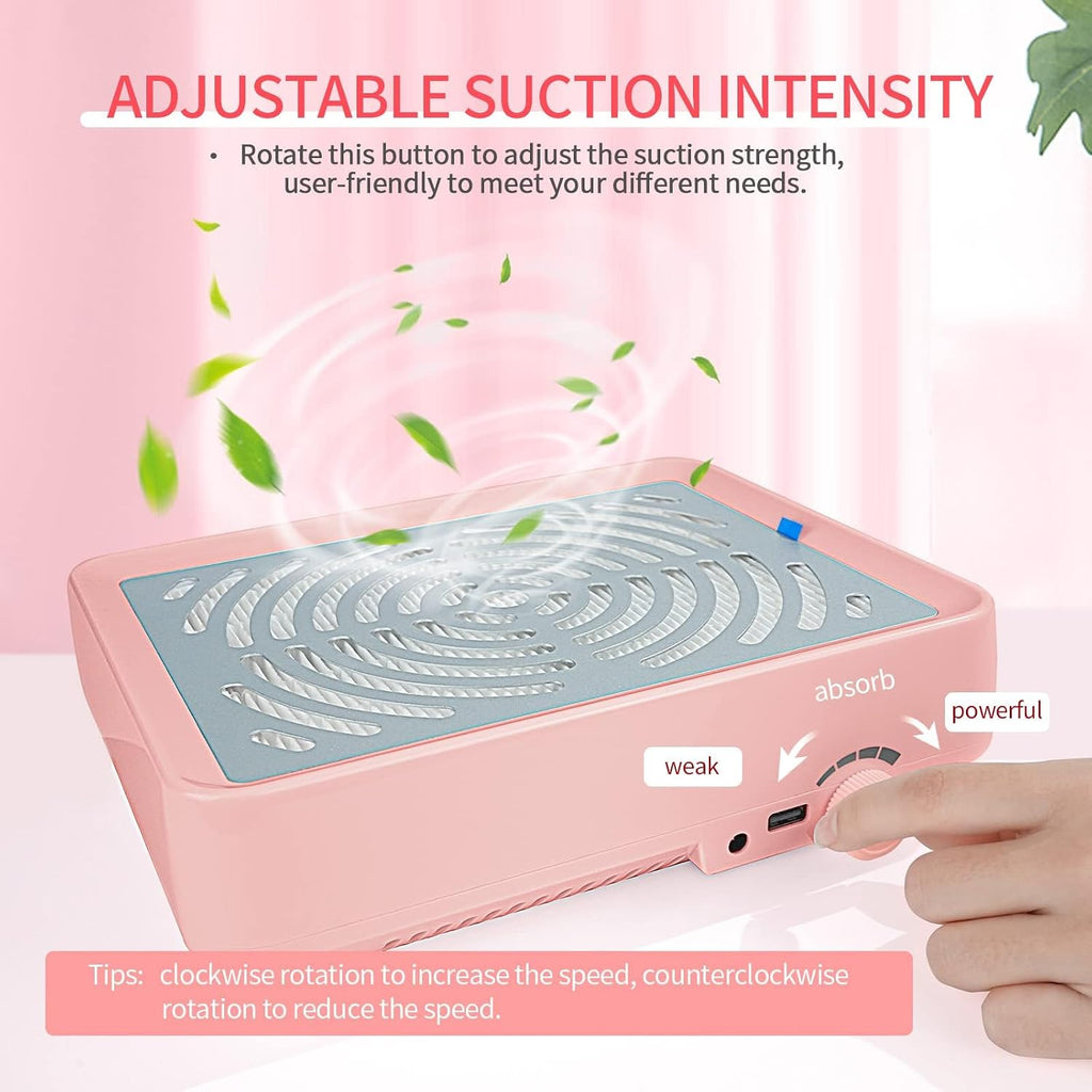 Professional Nail Dust Collector 40W Vacuum with Lamp for Salon | Low noise, Reusable filter, Strong vacuum fan, Dust