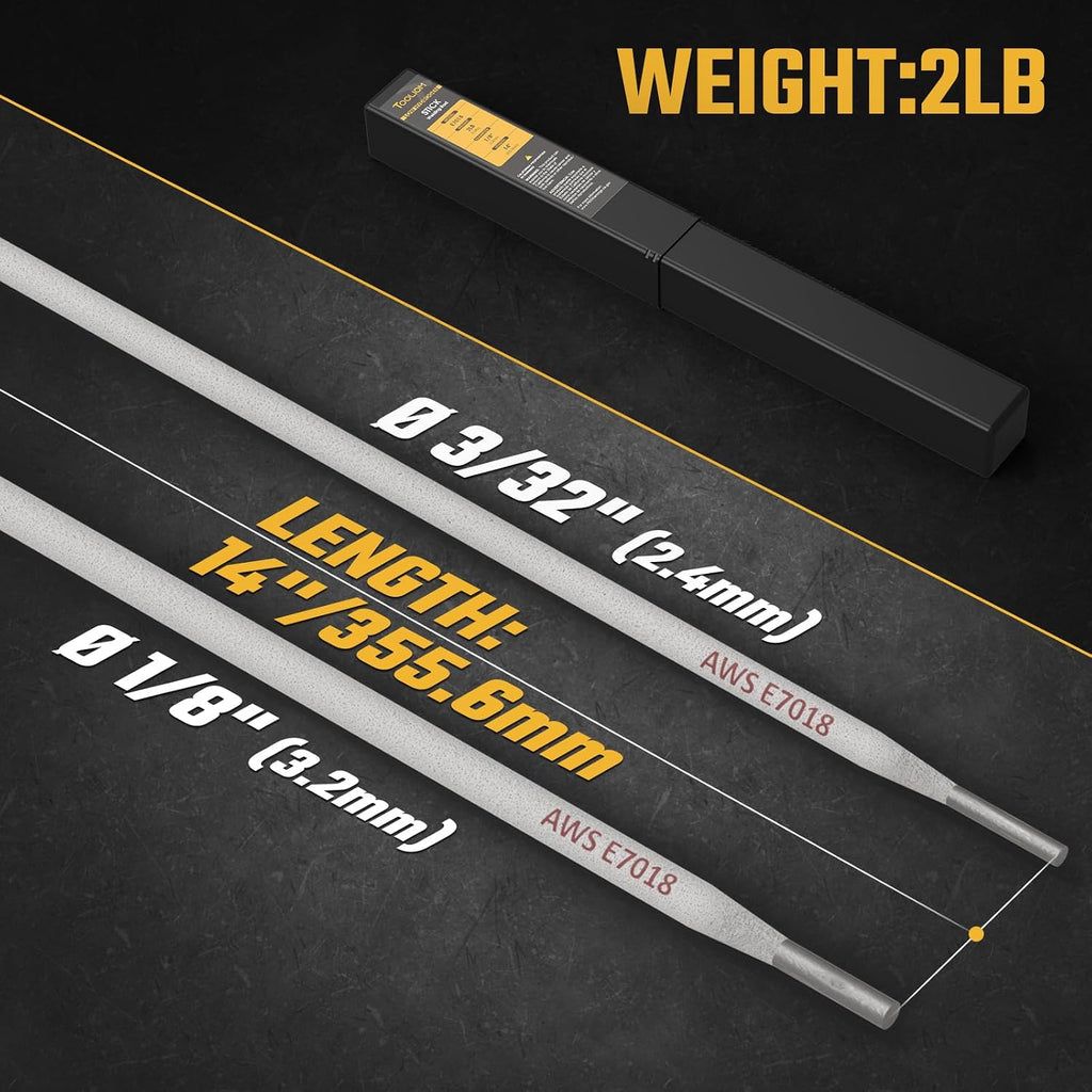 TOOLIOM E7018 Welding Rod Low-Hydrogen Stick Electrodes, 1/8" 2LB