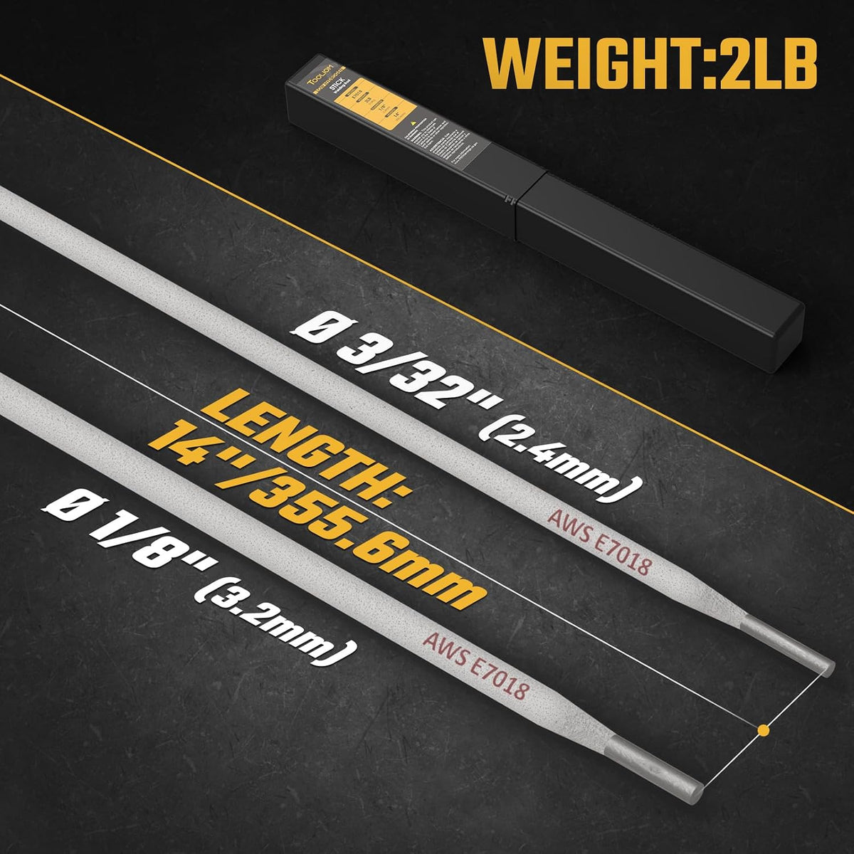 TOOLIOM E7018 Welding Rod Low-Hydrogen Stick Electrodes, 1/8" 2LB