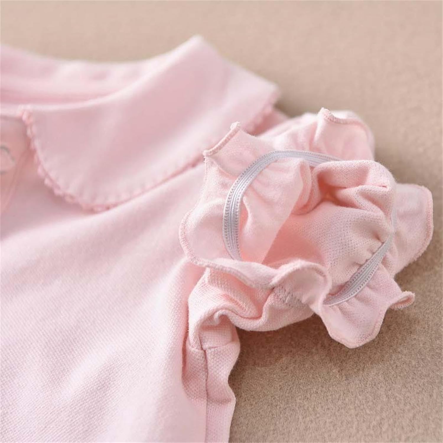 Girls Pure Cotton Polos Puff Sleeve Cute Peter Pan Collar Shirt Pink | Back to School Clothes for Teen Girls Kids