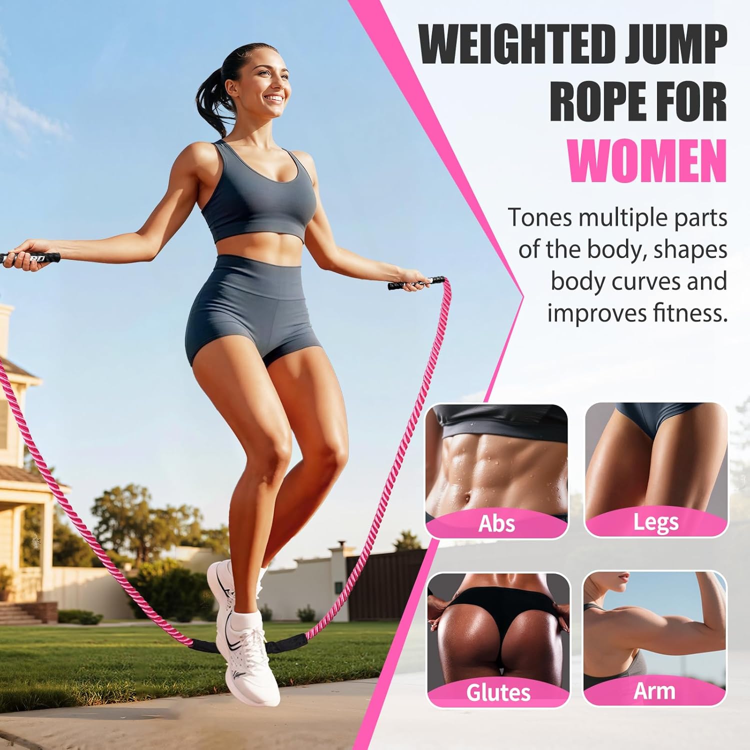Jump Rope, Weighted Jump Rope for Women, Heavy Jump Ropes for Fitness, Home Gym Exercise Equipment, Adult Skipping