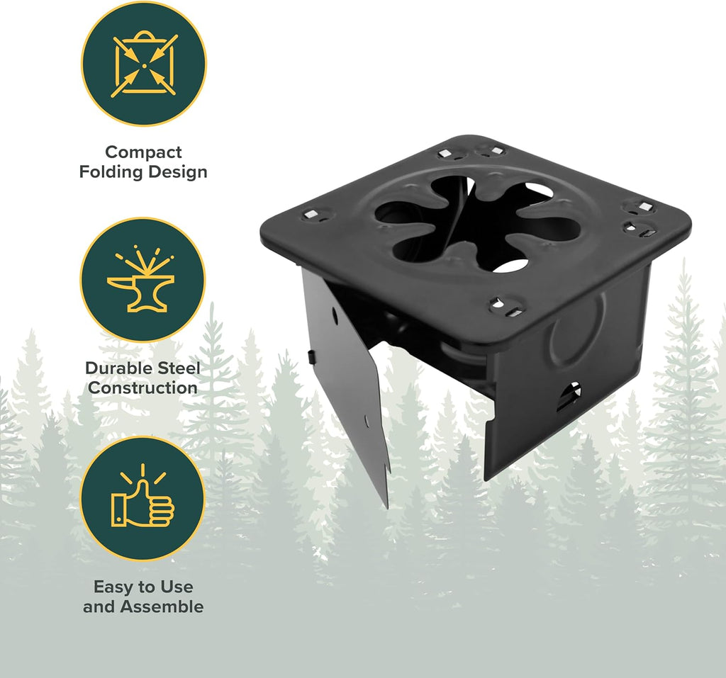 Portable Folding Camp Stove – Compact, Lightweight Steel Cooking Stove for Camping, Backpacking, Hiking, or Emergency