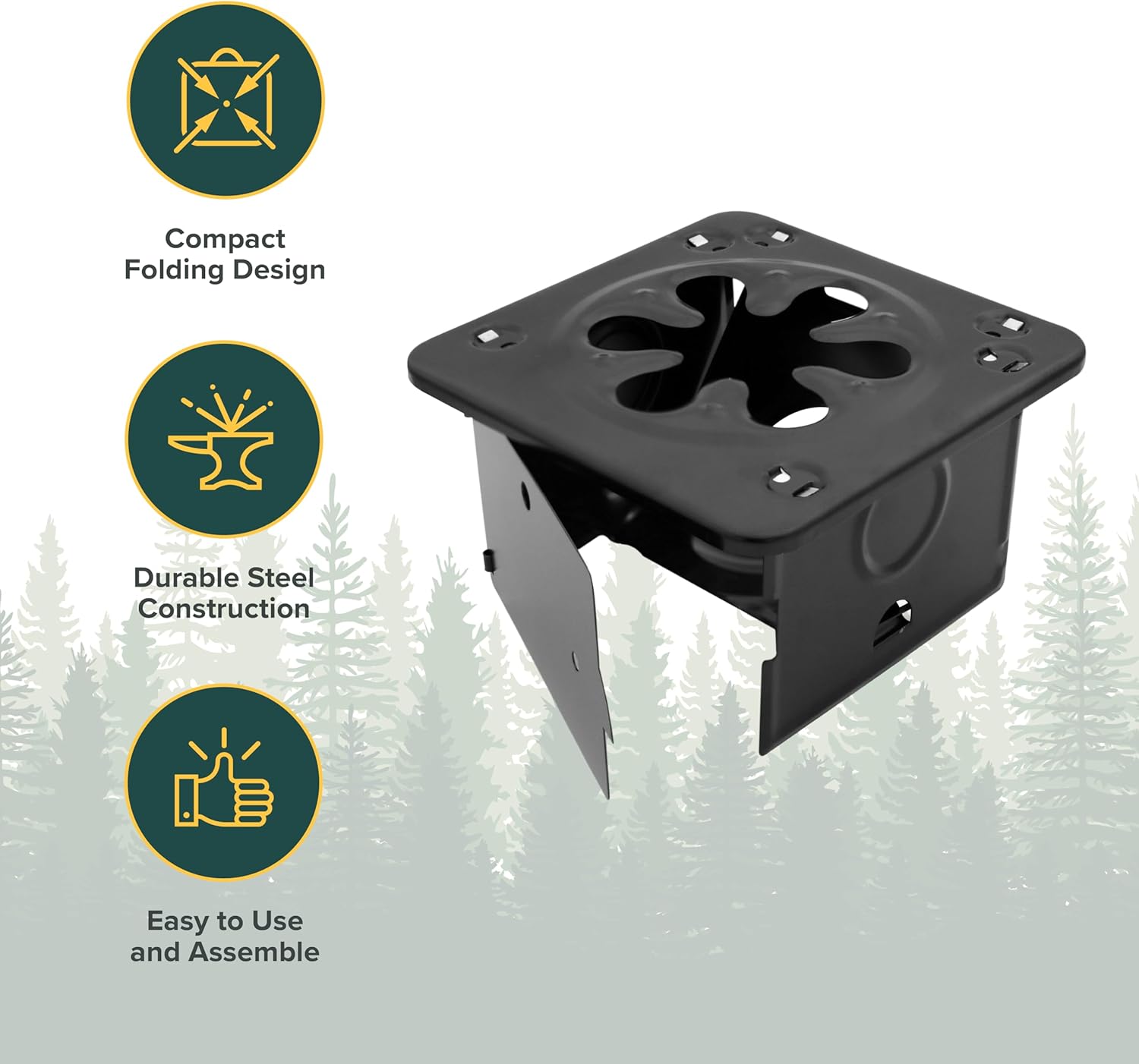 Portable Folding Camp Stove – Compact, Lightweight Steel Cooking Stove for Camping, Backpacking, Hiking, or Emergency