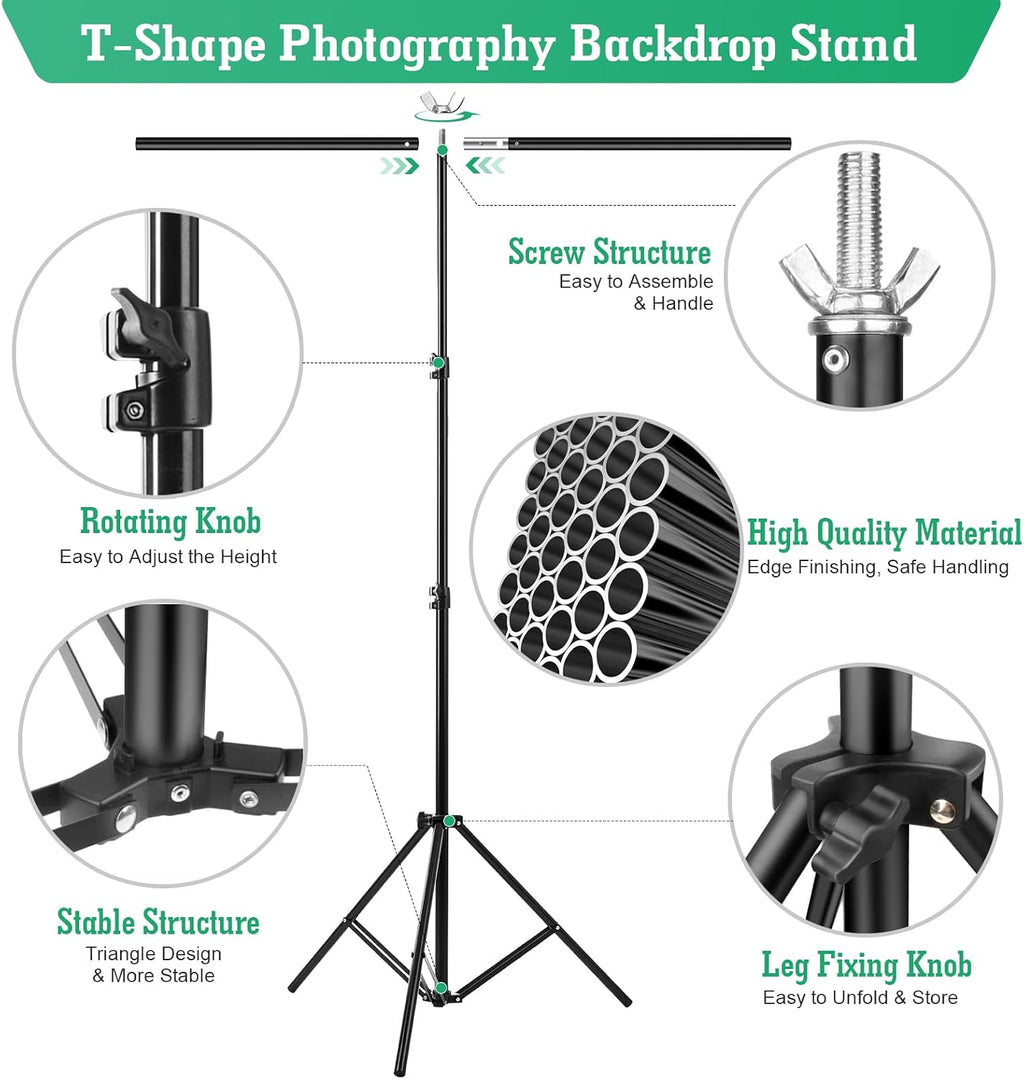 Black White Backdrop with Stand Kit, 5 x 6.5 ft Photo Backdrop | Dual-sided Screen for Photography, Video, Meeting