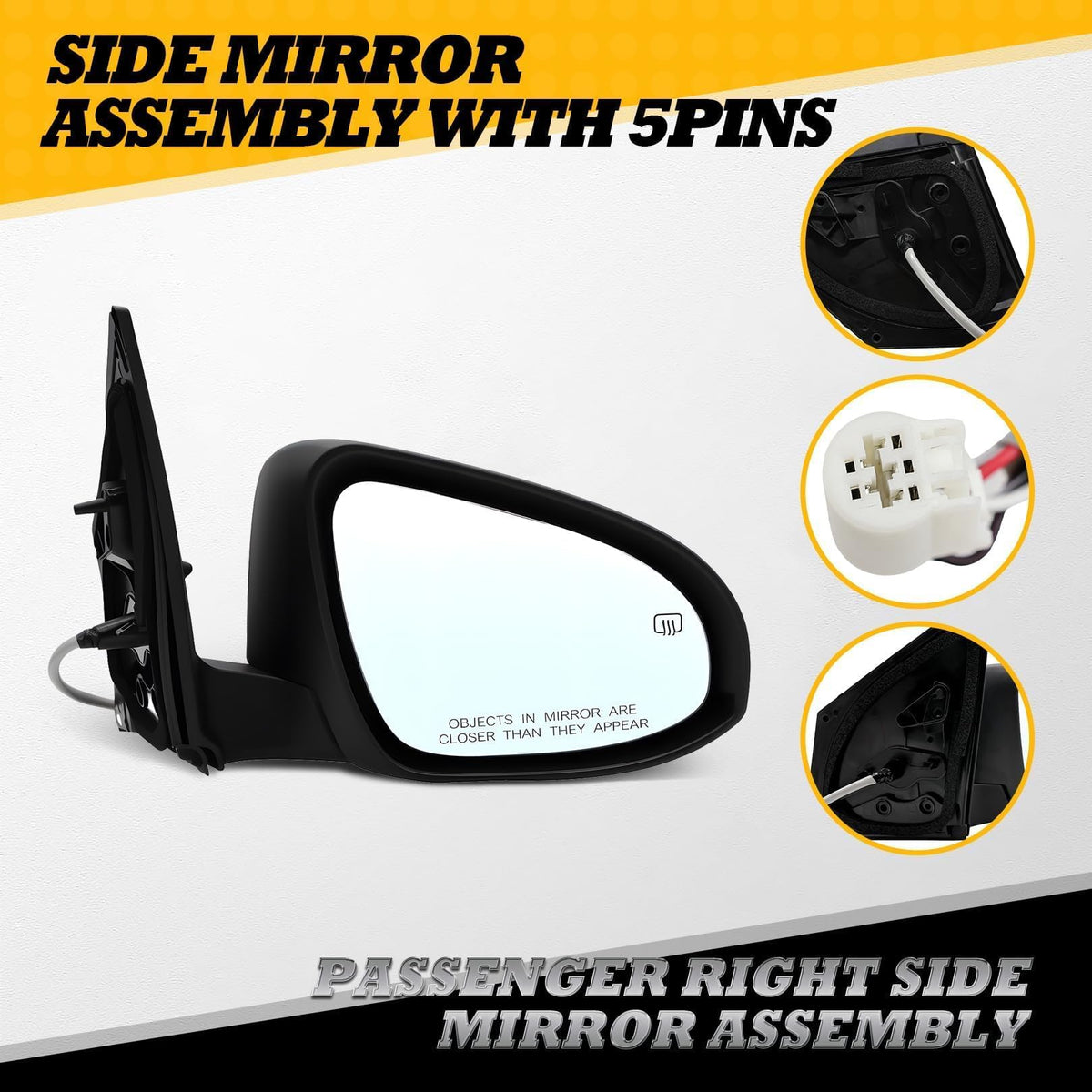 Jecoupoon Right Side Mirror Assembly Compatible with Corolla 2014-2019