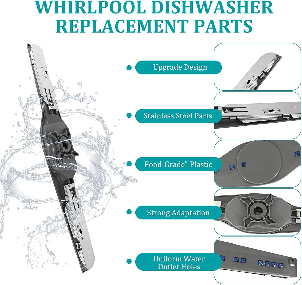 1PCS-W10837249 Dishwasher Lower Spray Arm Fits for Whirlpool
