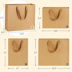 Gift Bags with Handles 12.5x4.5x11 Inch Large Brown 25 Pack