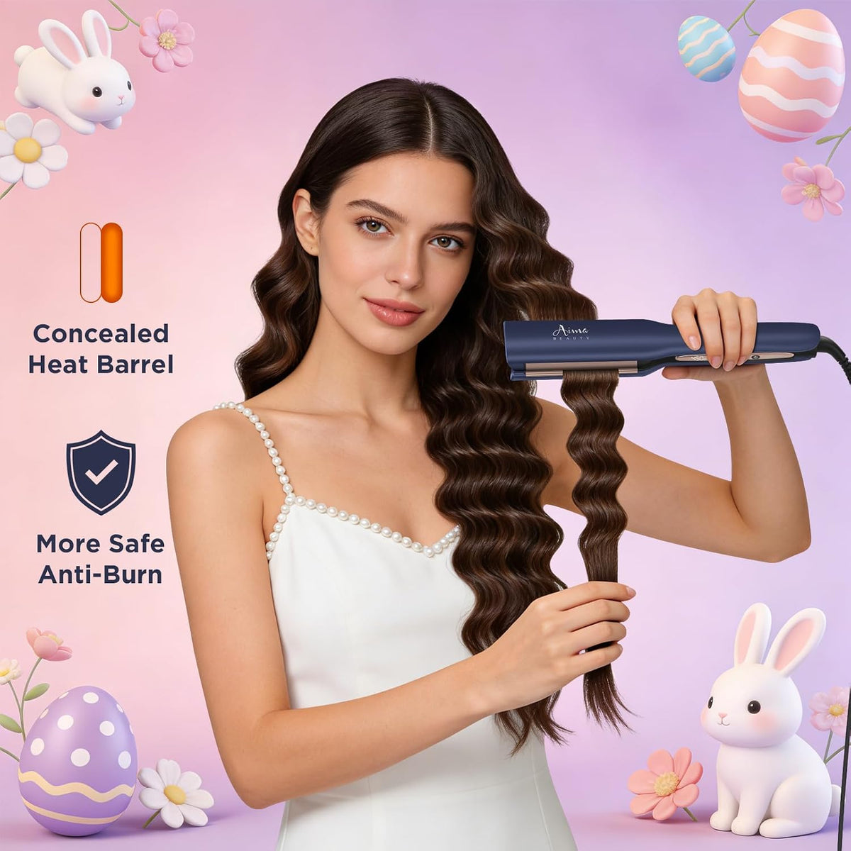 1 Inch Deep Wave Curling Iron Hair Crimper Waver Beach Waves | Memory Timer Hair Waver, Adjustable Temp Travel Dual