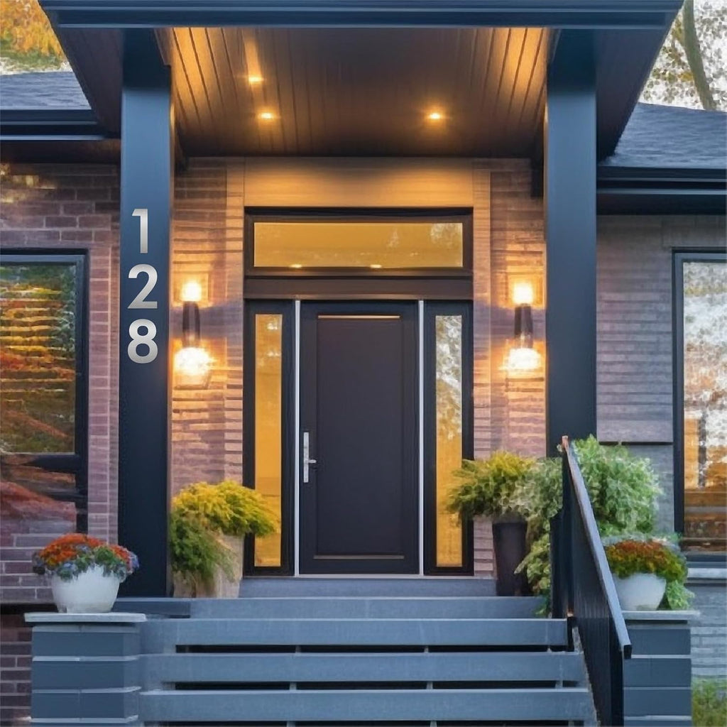 5 Inch Floating House Numbers and Metal Letters for Outdoor Signs, Modern 304 Stainless Steel Silver Address Numbers