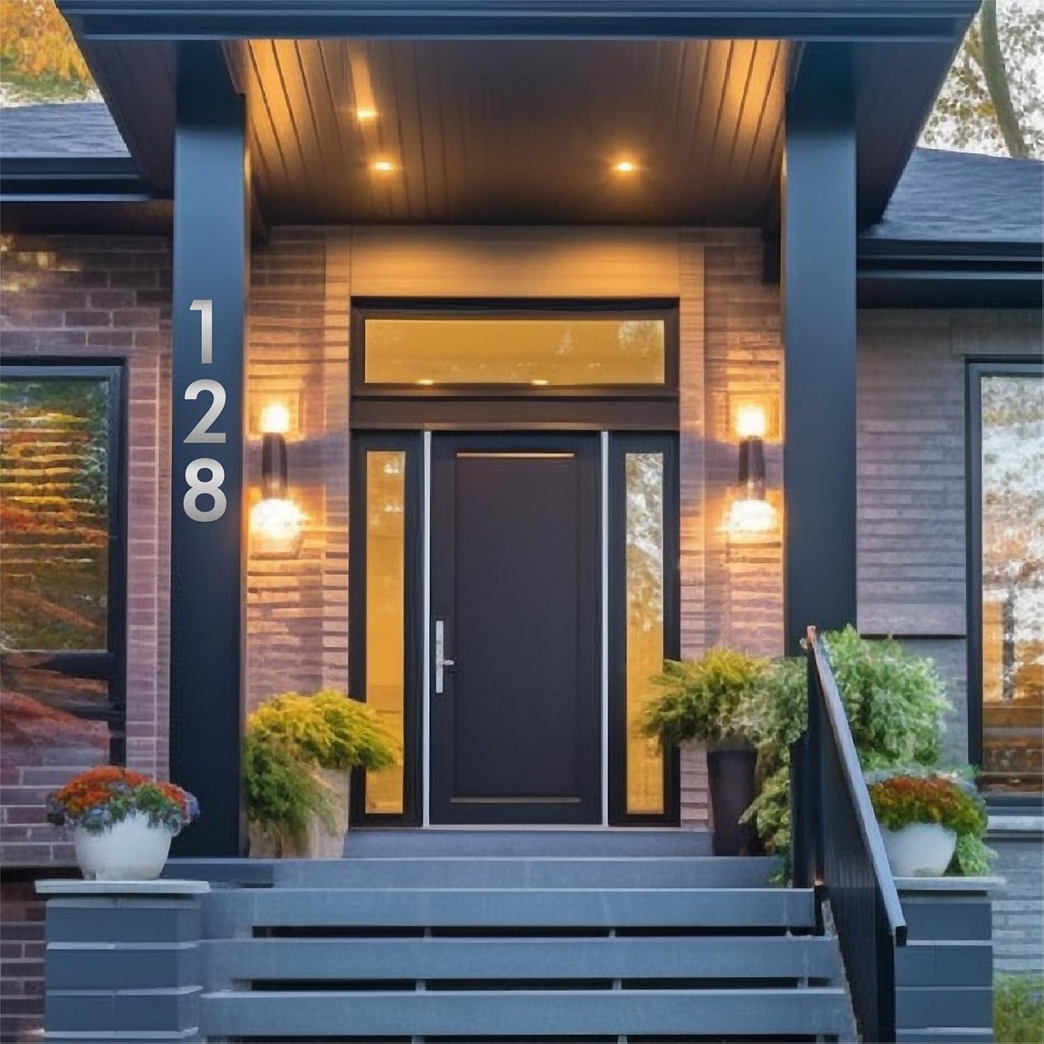 5 Inch Floating House Numbers and Metal Letters for Outdoor Signs, Modern 304 Stainless Steel Silver Address Numbers
