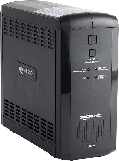 UPS Battery Backup & Surge Protector, 1000VA/550W, 9 Outlets, Line Interactive Uninterruptible Power Supply with AVR