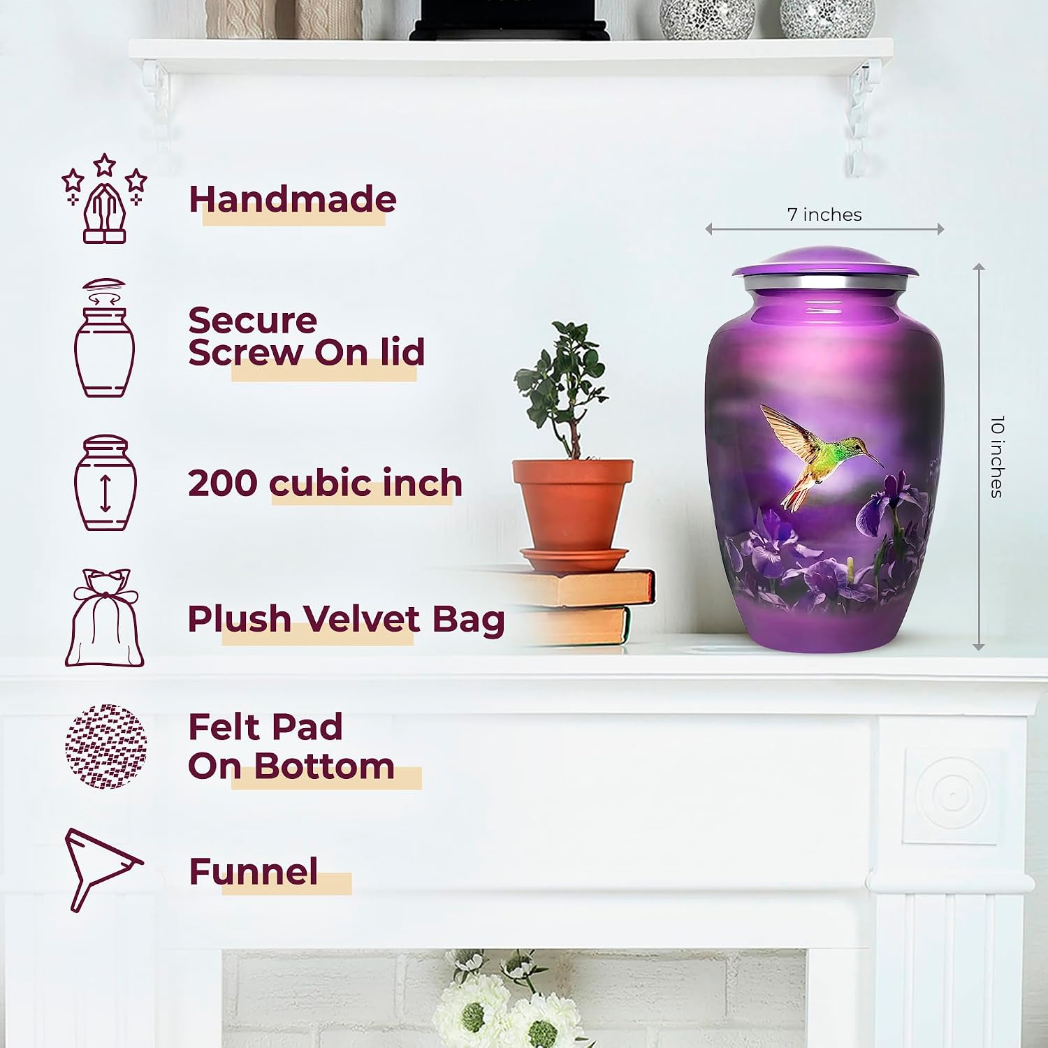 Urns for Human Ashes Adult Female and Male, Decorative Burial Urn, Funeral Cremation Urns for Women and Men - Large