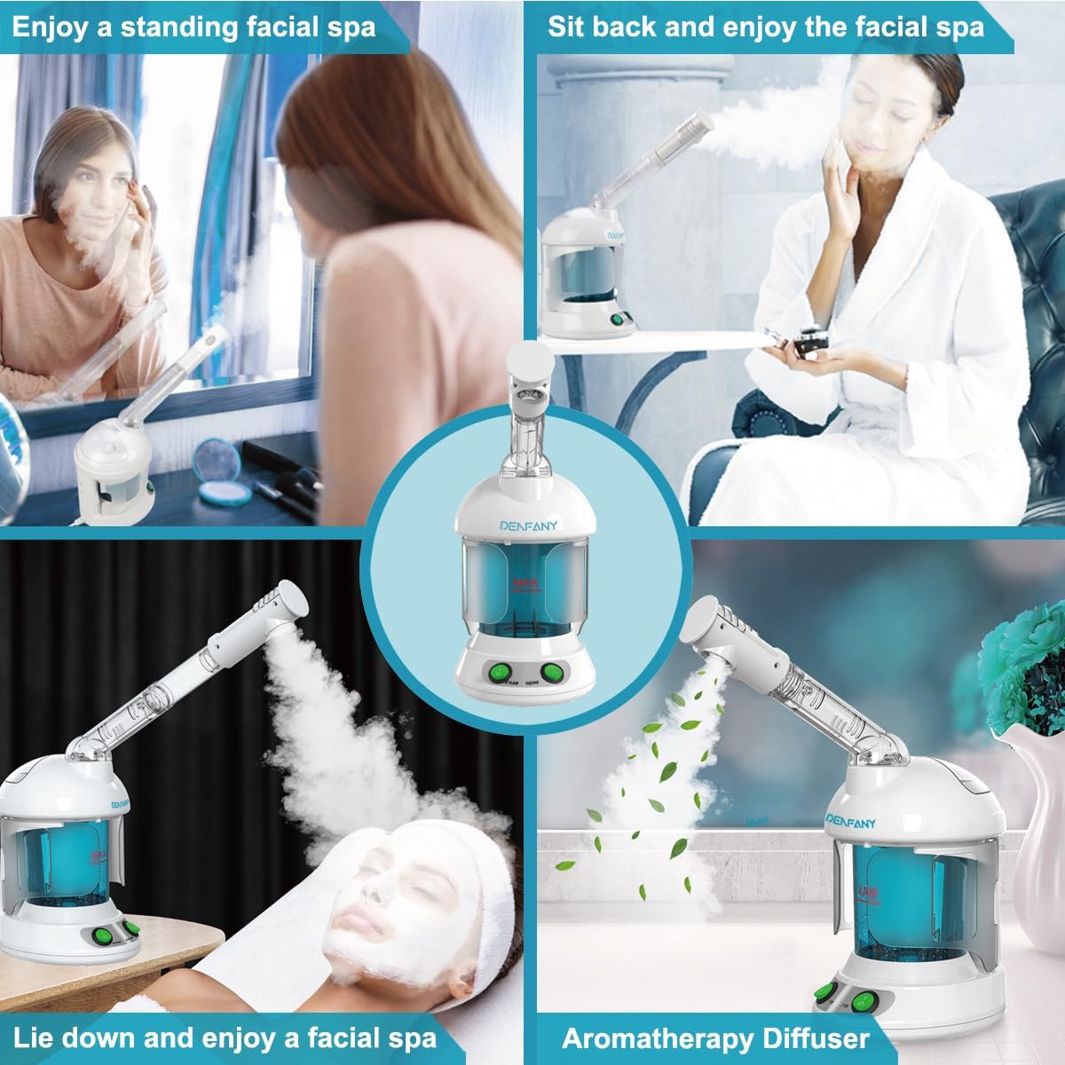 Facial Steamer with Ozone Extendable 360° Arm - for Home or Salon | Deep Hydration, Skin Refresh, Adjustable Mist