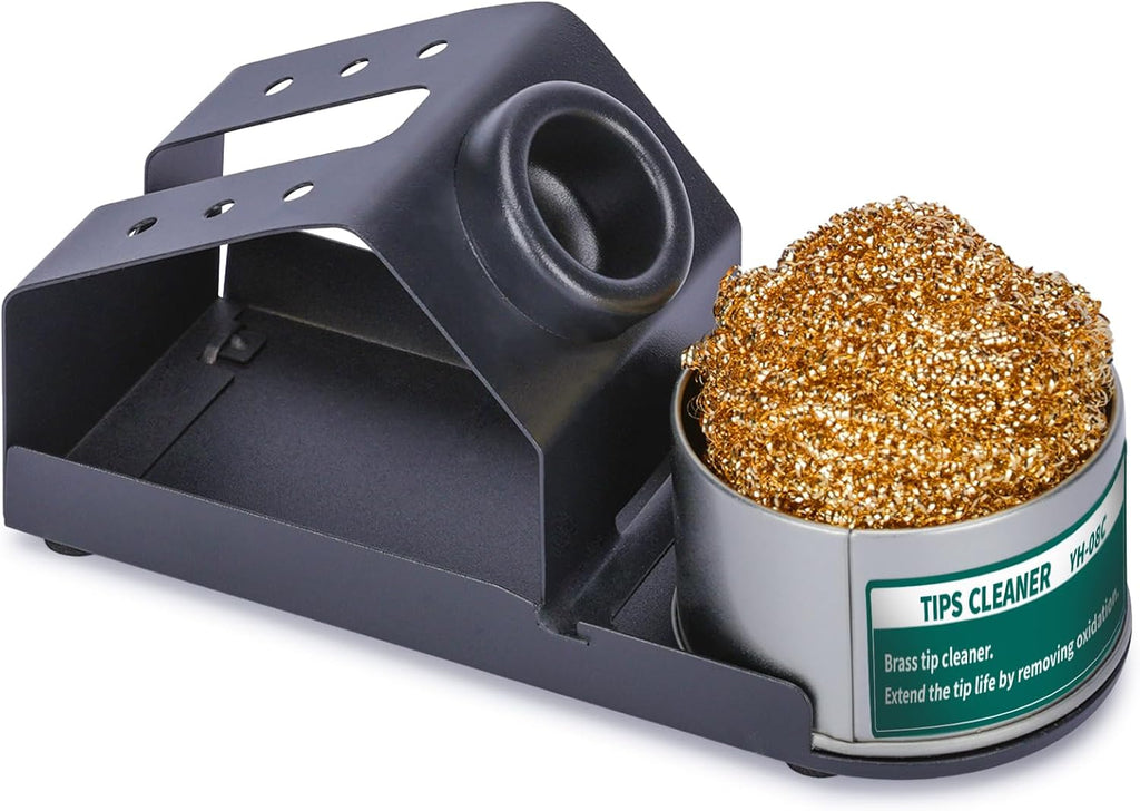 D-2 Soldering Iron Holder, Heat-resistant Tip Cleaner with Brass Wool Tip Cleaner and Cleaning Sponge for Stable