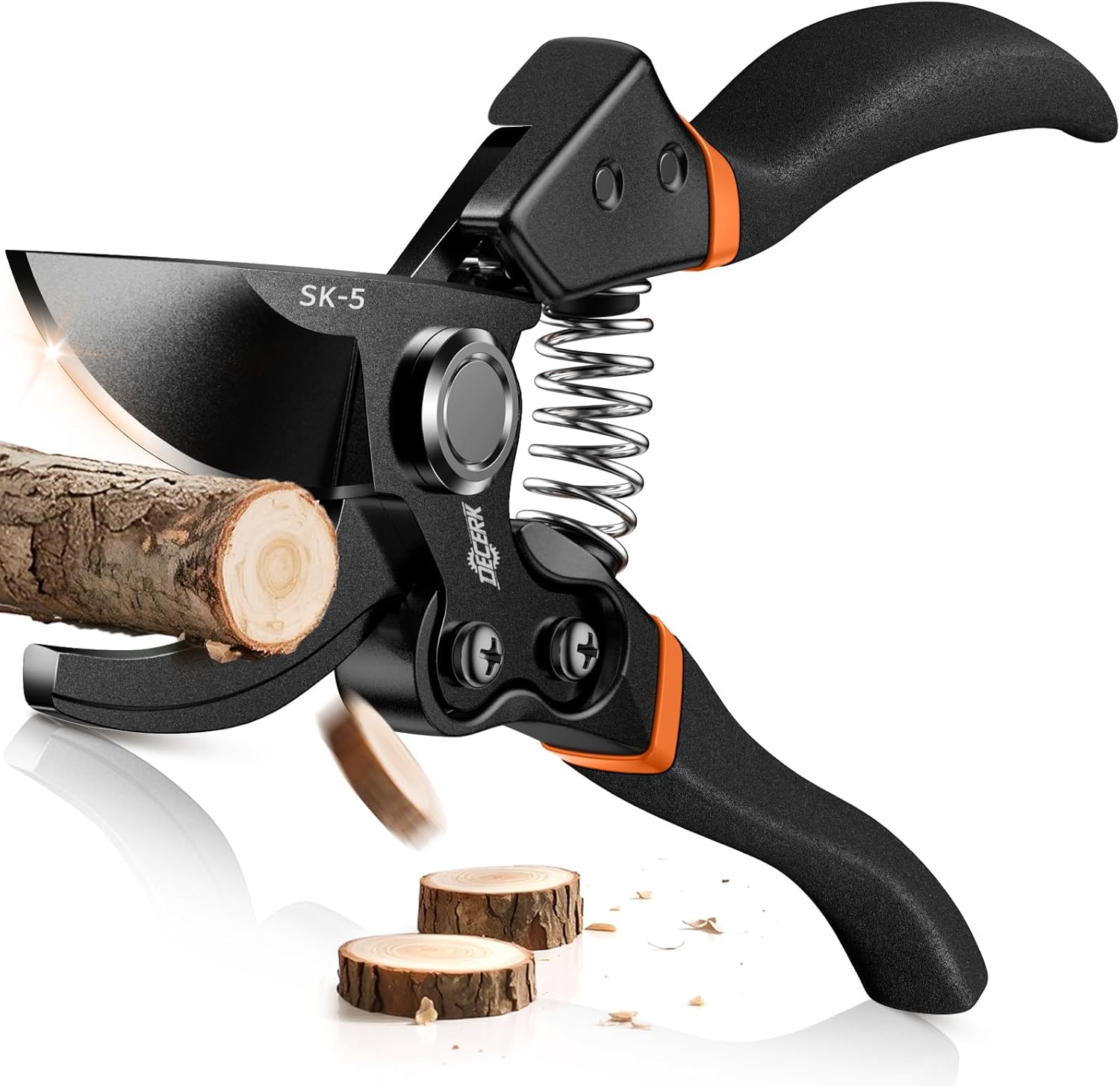 8.5" Professional Pruning Shears - Cuts 4X Easier with Ultra Sharp Japanese Steel Titanium Blade, Arthritis Friendly
