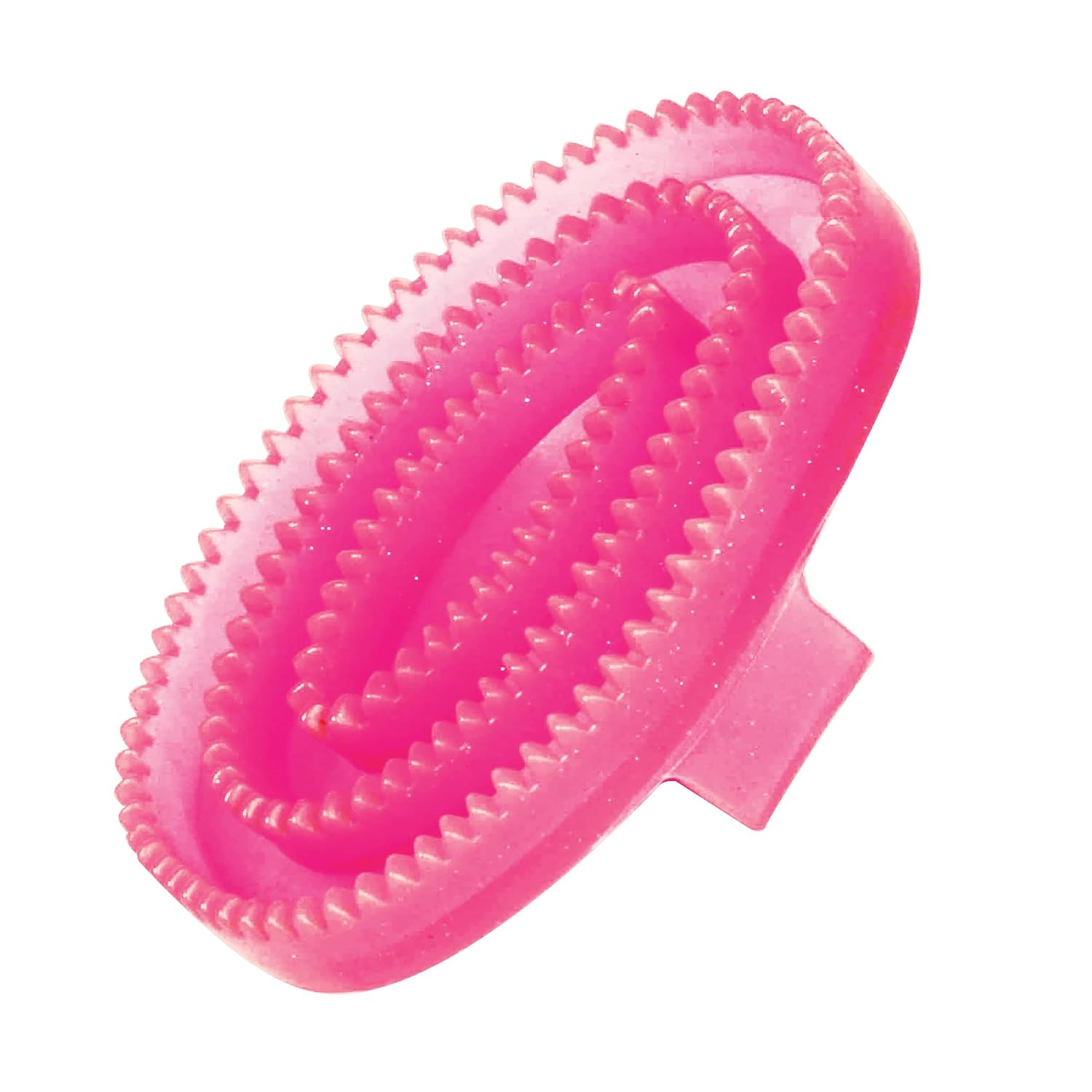 Rubber Curry Comb, Pink Glitter, Small